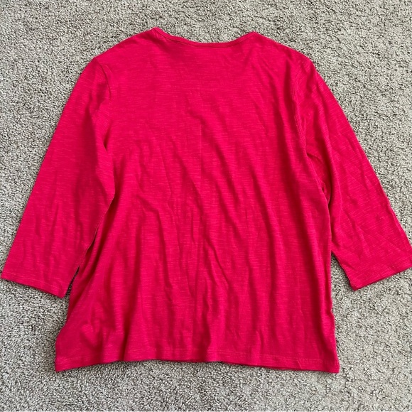 Chico’s Shirt Womens Size 2 Magenta Pleated Lace Top - Picture 4 of 13